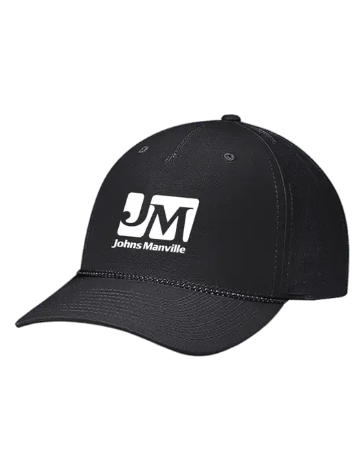Richardson Laser Perf Performance Black/Black-Grey Rope Cap w/Johns Manville Logo