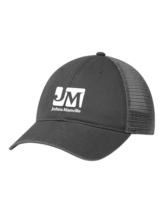 Richardson 111 Garment Washed Trucker Cap Charcoal w/Charcoal Mesh w/Johns Manville Logo