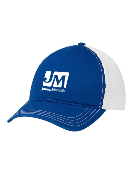 Richardson 111 Garment Washed Trucker Cap Royal w/White Mesh w/Johns Manville Logo