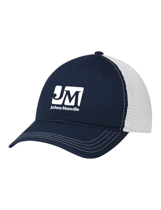 Richardson 111 Garment Washed Trucker Cap Navy w/White Mesh w/Johns Manville Logo