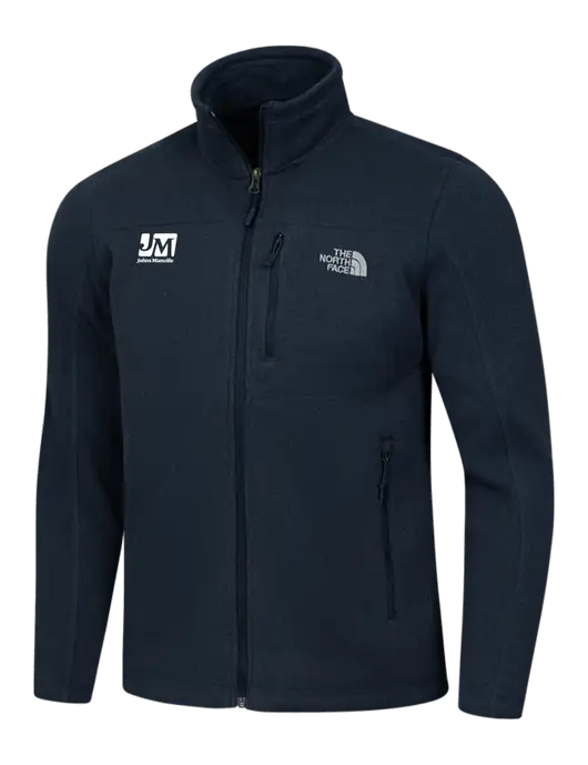 North Face Navy Heather Sweater Fleece Jacket w/Johns Manville Logo