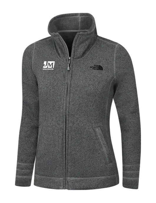 North Face Womens Medium Grey Heather Sweater Fleece Jacket w/Johns Manville Logo