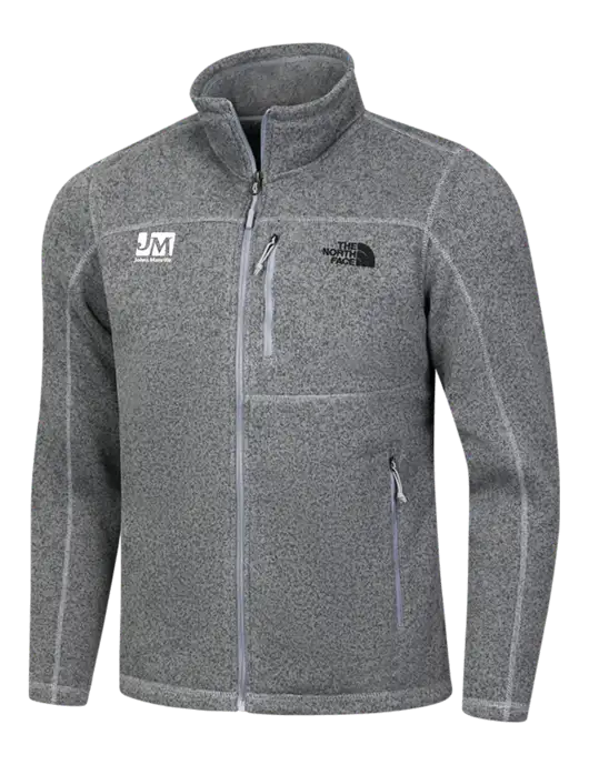 North Face Medium Grey Heather Sweater Fleece Jacket w/Johns Manville Logo