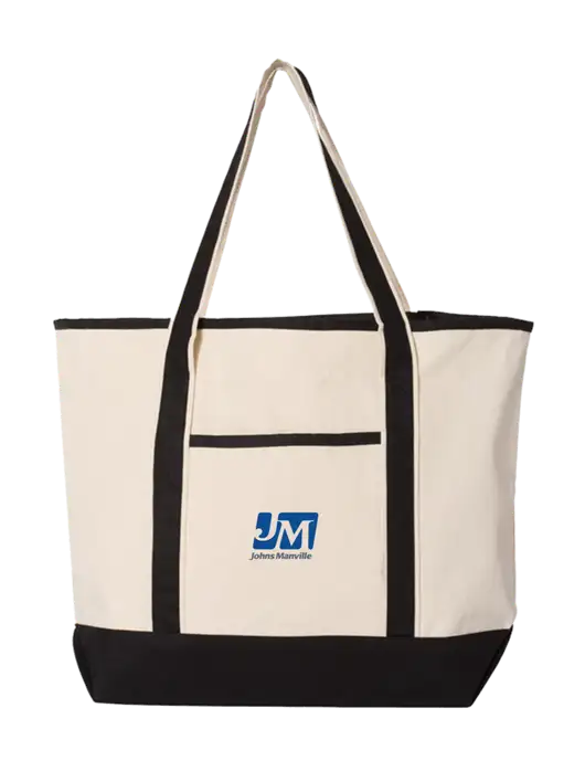 Natural/Black Large Canvas Deluxe Tote w/Johns Manville Logo