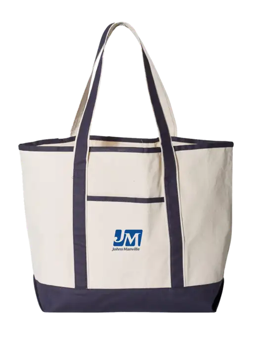 Natural/Navy Large Canvas Deluxe Tote w/Johns Manville Logo