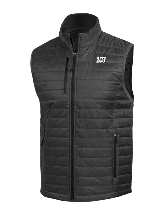 Packable Dark Grey Puffy Vest w/Johns Manville Logo