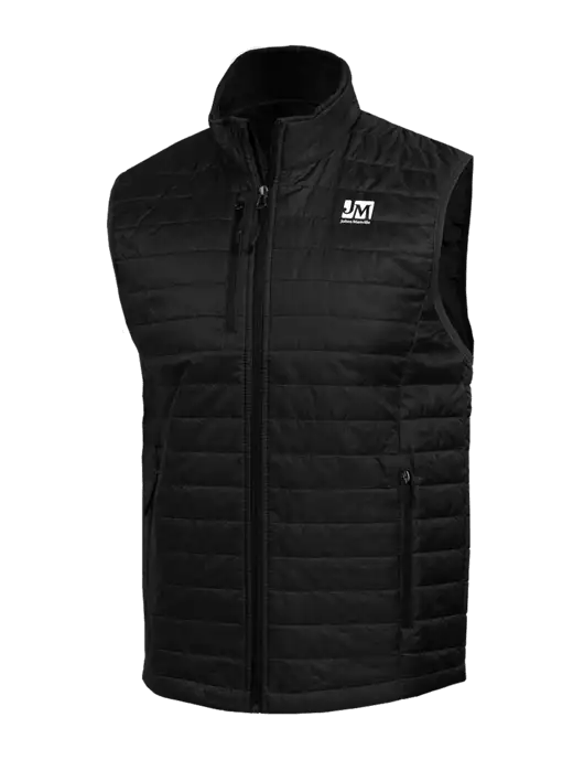 Packable Black Puffy Vest w/Johns Manville Logo