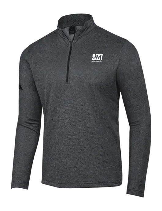 Adidas Black Melange Space Dyed Quarter-Zip Pullover w/Johns Manville Logo