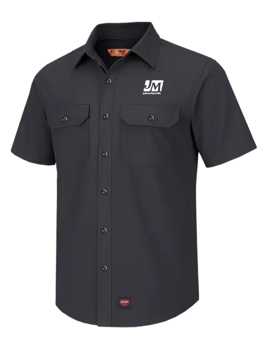 Red Kap Charcoal Short Sleeve Solid Ripstop Shirt w/Johns Manville Logo