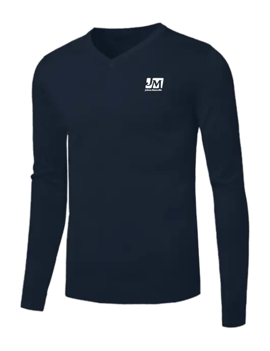 Brooks Brothers Navy Washable Merino V-Neck Sweater w/Johns Manville Logo
