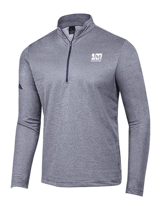 Adidas Navy Melange Space Dyed Quarter-Zip Pullover w/Johns Manville Logo
