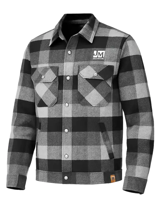 Russell Outdoors Black Plaid Basin Jacket w/Johns Manville Logo