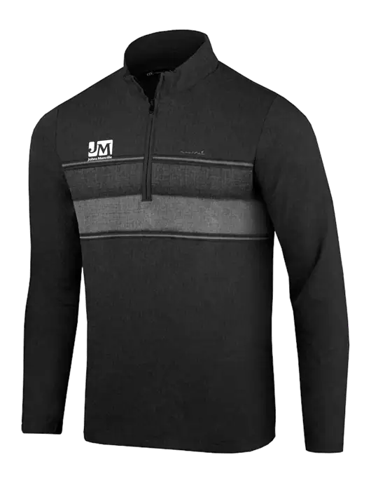 TravisMathew Black Balboa Chest Stripe Quarter Zip w/Johns Manville Logo