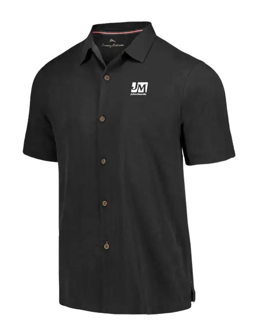 Tommy Bahama Black Tropic Isles Short Sleeve Shirt w/Johns Manville Logo