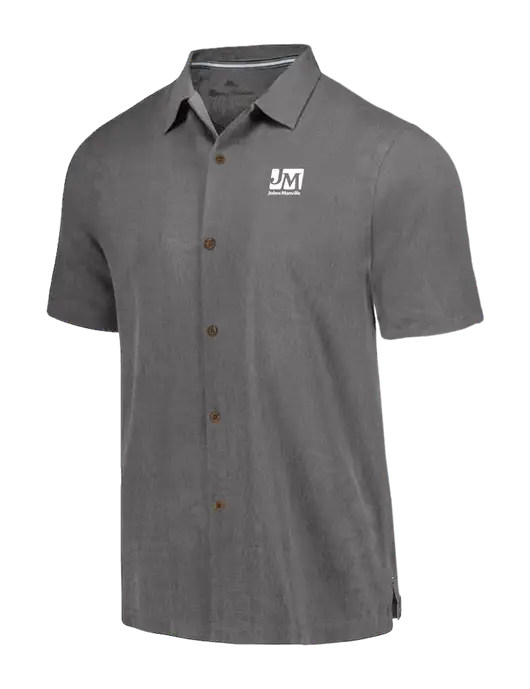 Tommy Bahama Dark Grey Tropic Isles Short Sleeve Shirt w/Johns Manville Logo