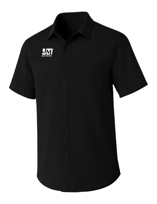 Black Short Sleeve UV Dockside Shirt w/Johns Manville Logo