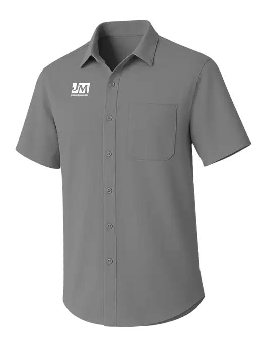 Light Grey Short Sleeve UV Dockside Shirt w/Johns Manville Logo