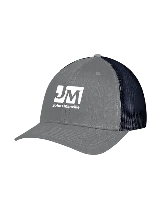 Richardson Adjustable Snapback Original 112 Trucker Cap Heather Grey w/Navy Mesh w/Johns Manville Logo