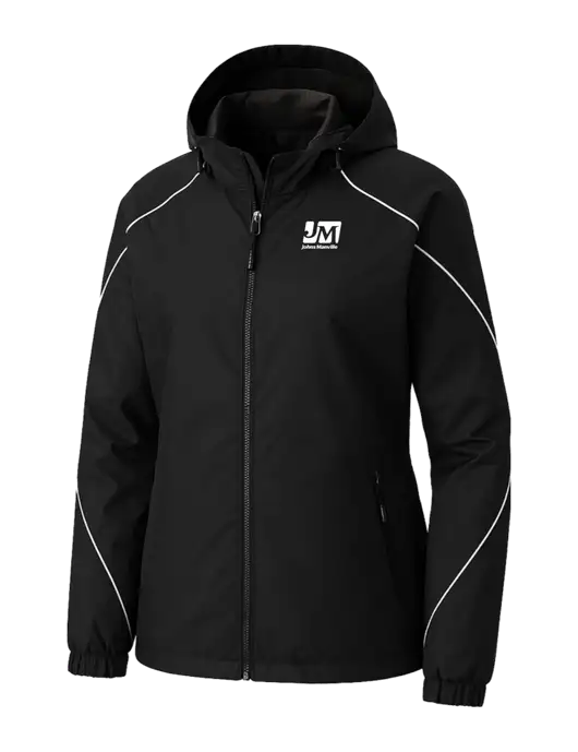 Womens Angle 3-in-1 Black Jacket with Fleece Liner w/Johns Manville Logo, Johns Manville Logo