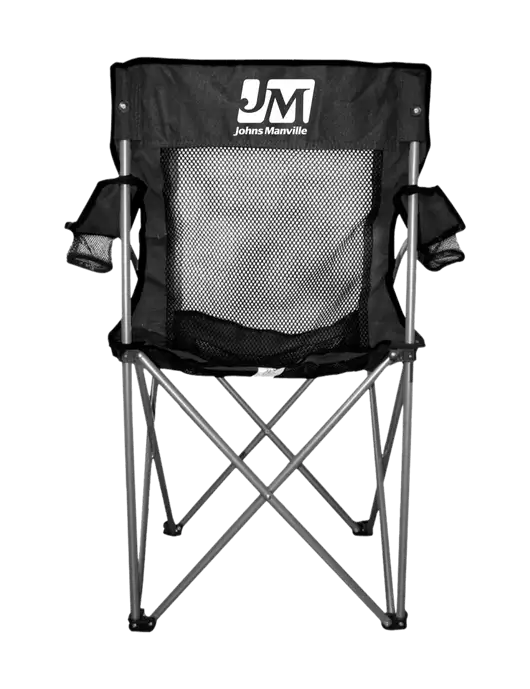 Titan Black/Black Mesh Folding Chair w/Johns Manville Logo
