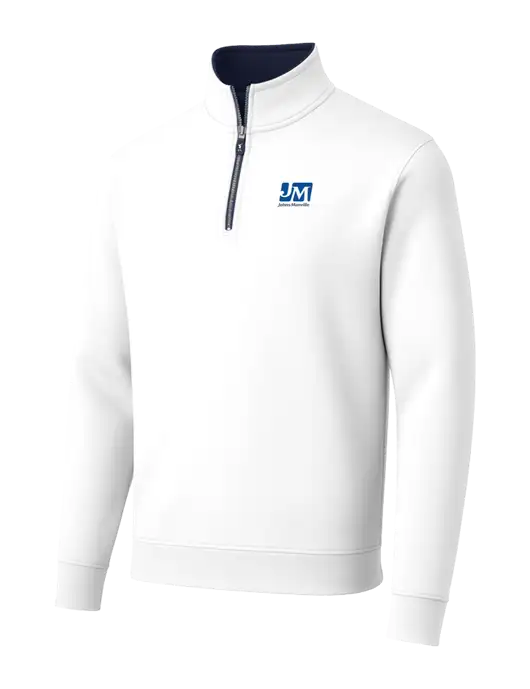 Fairway & Greene Caves Quarter-Zip Tech White Pullover w/Johns Manville Logo