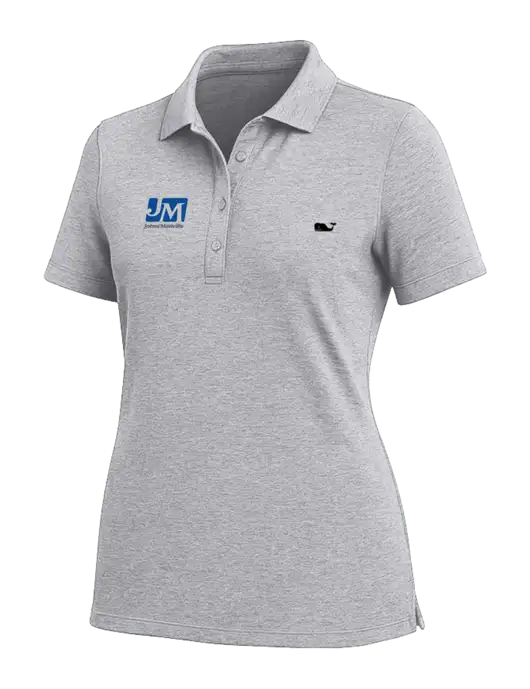 Vineyard Vines Womens Light Grey Edgartown Pique Polo w/Johns Manville Logo