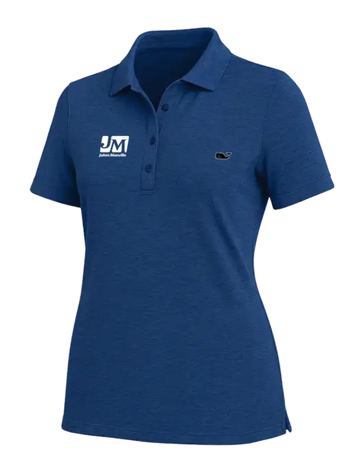 Vineyard Vines Womens Light Navy Blue Edgartown Pique Polo w/Johns Manville Logo