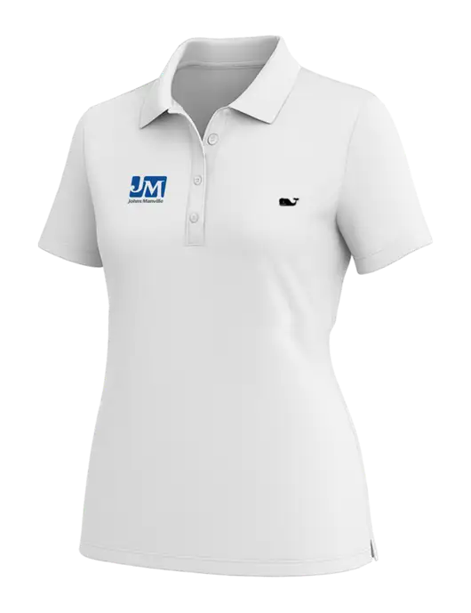 Vineyard Vines Womens White Edgartown Pique Polo w/Johns Manville Logo
