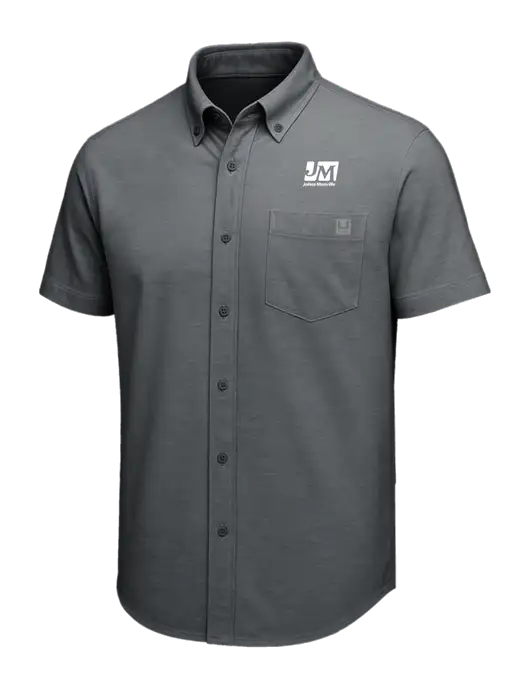 HUK Dark Grey Kona Solid Shirt w/Johns Manville Logo