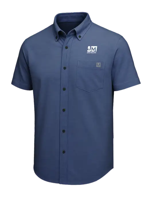 HUK Light Navy Kona Solid Shirt w/Johns Manville Logo