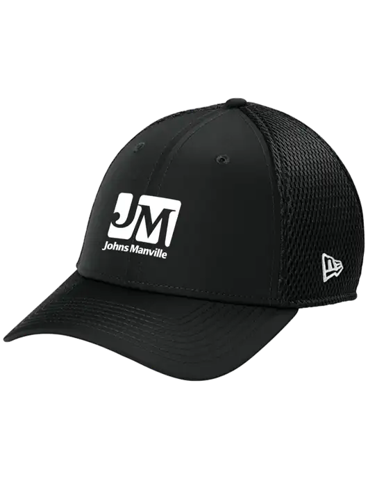 New Era 39THIRTY Performance Stretch Black Mesh Cap w/Johns Manville Logo