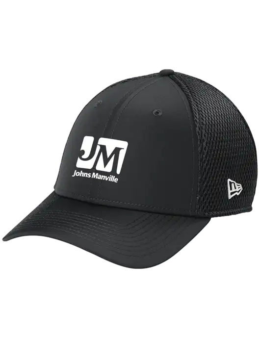New Era 39THIRTY Performance Stretch Charcoal Grey Mesh Cap w/Johns Manville Logo