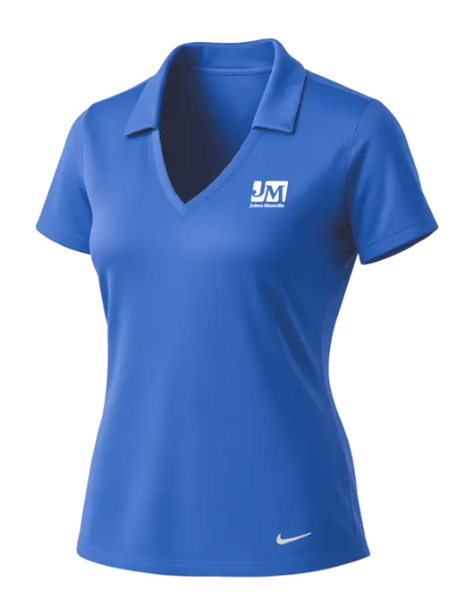 NIKE Light Royal Womens Dri-Fit Vertical Mesh Polo w/Johns Manville Logo