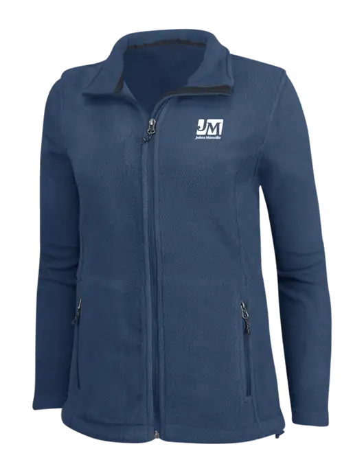 Womens Light Navy Fleece Jacket w/Johns Manville Logo