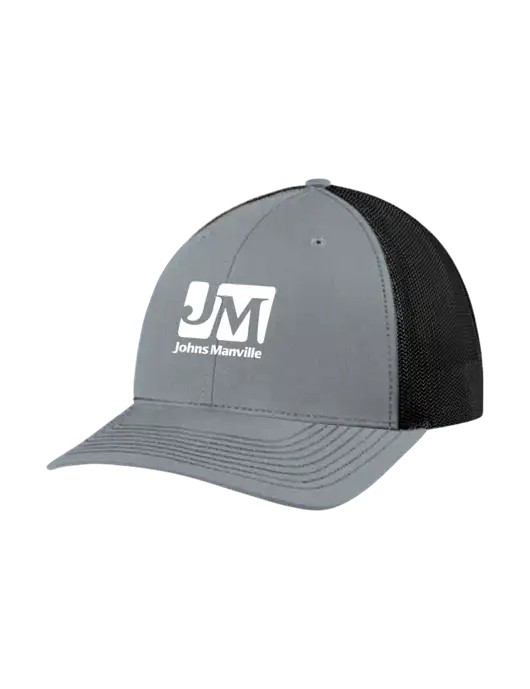 Richardson Adjustable Snapback Original 112 Trucker Cap Heather Grey w/Black Mesh w/Johns Manville Logo