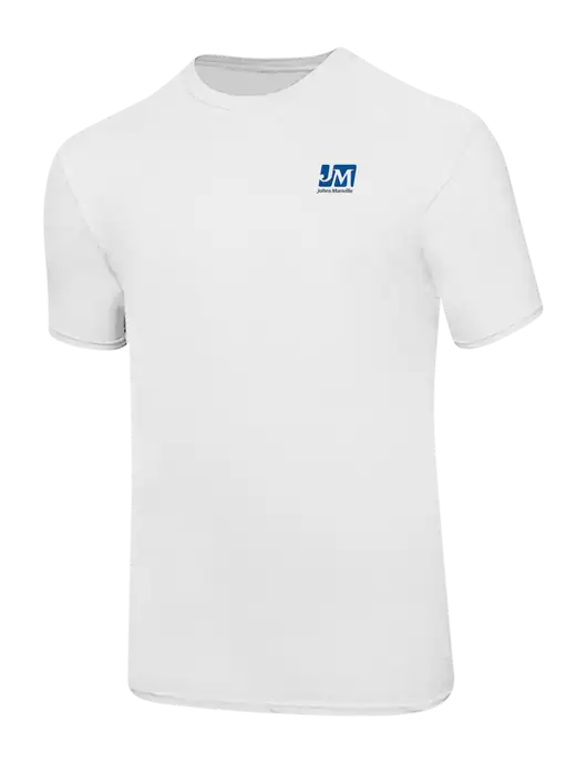 Ring Spun White 4.5 oz T-Shirt w/Johns Manville Logo
