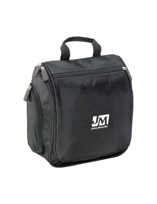 Hanging Black Toiletry Kit w/Johns Manville Logo