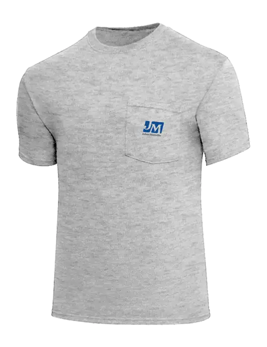 Core Blend Light Grey Heather Pocket T-Shirt w/Johns Manville Logo