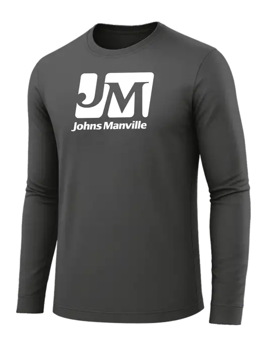 Long Sleeve Dark Grey PosiCharge Competitor Tee w/Johns Manville Logo