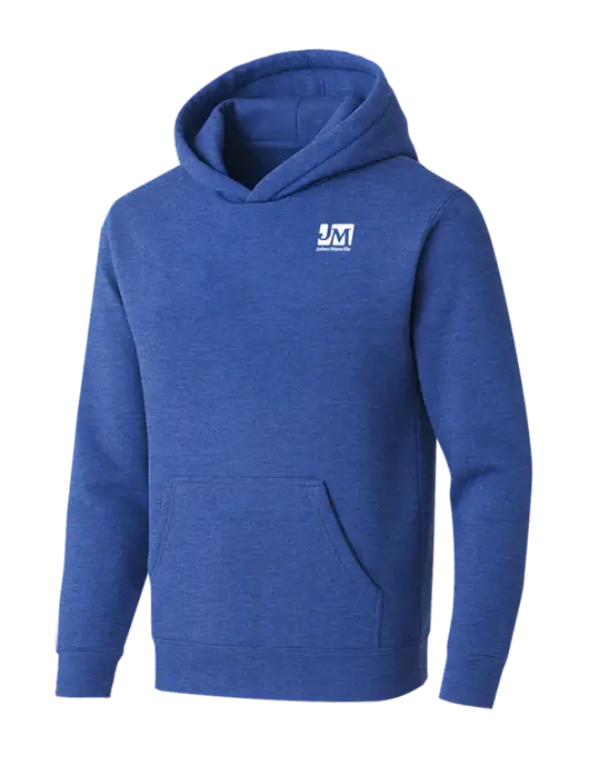 BELLA+CANVAS Heather Royal Sponge Fleece Pullover Hoodie w/Johns Manville Logo