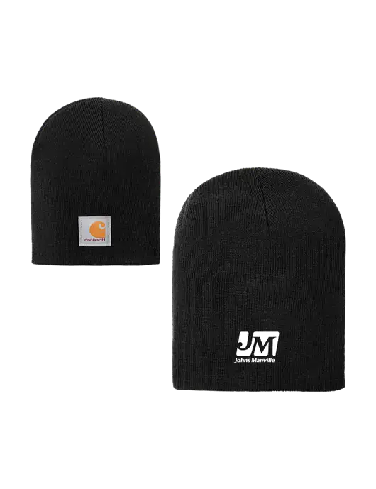 Carhartt Black Acrylic Knit Hat w/Johns Manville Logo