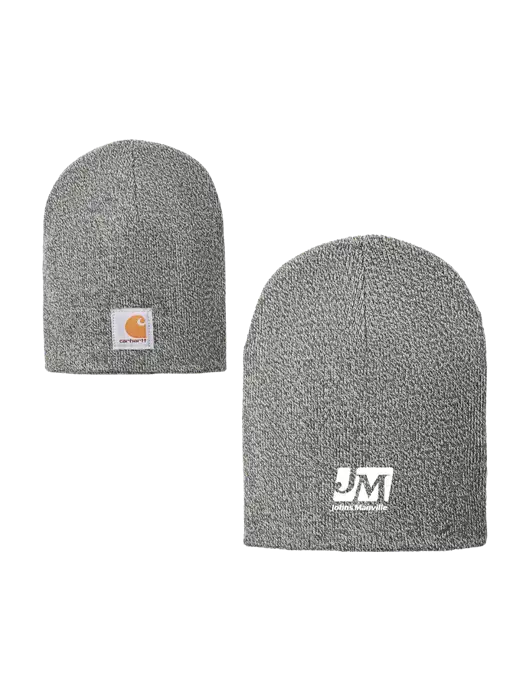 Carhartt Medium Grey Heather Acrylic Knit Hat w/Johns Manville Logo