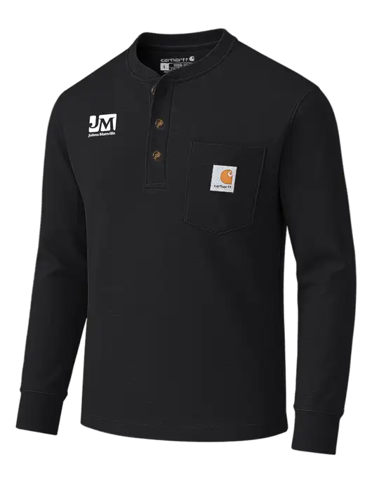 Carhartt Black Long Sleeve Henley Shirt w/Johns Manville Logo