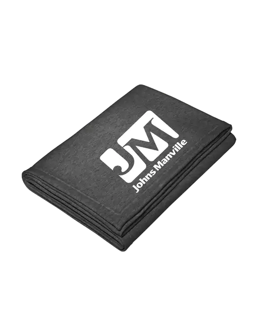 Core Dark Grey Heather Fleece Sweatshirt Blanket w/Johns Manville Logo