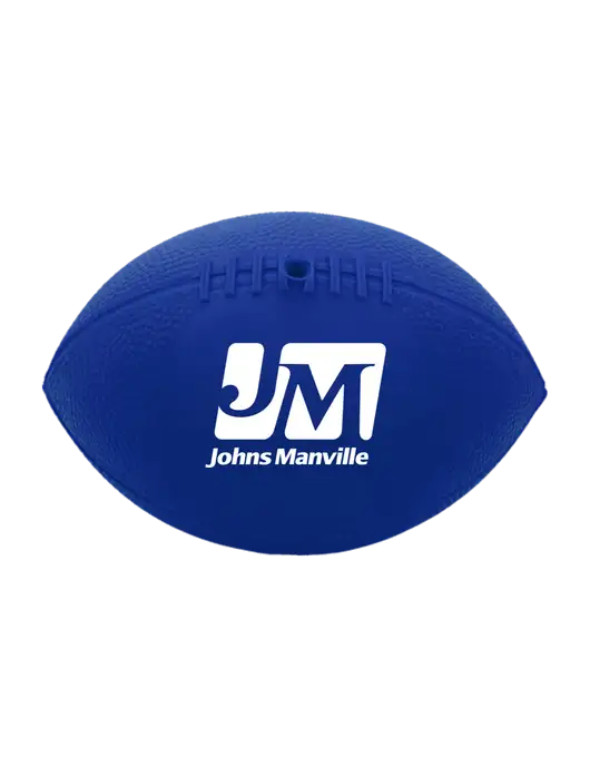 7” Durable Dark Royal Blue Vinyl Football w/Johns Manville Logo
