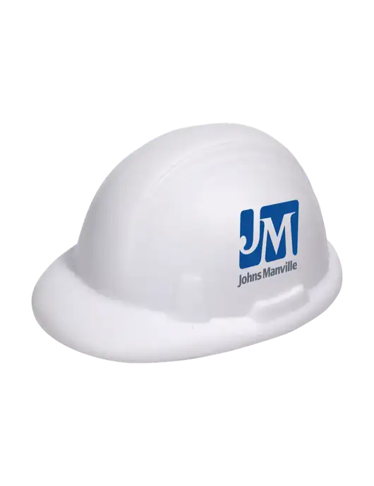 White Hard Hat Stress Reliever w/Johns Manville Logo