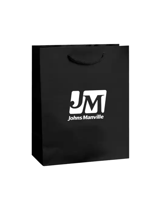 Black Gift Bag Matte 8x10 w/Johns Manville Logo