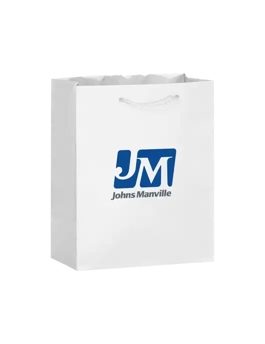 White Gift Bag Matte 8x10 w/Johns Manville Logo