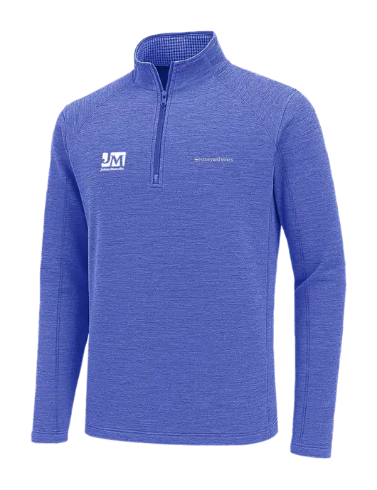 Vineyard Vines Light Royal Heather Sankaty Quarter-Zip Pullover
 w/Johns Manville Logo