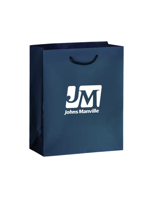 Dark Navy Gift Bag Matte 8x10 w/Johns Manville Logo